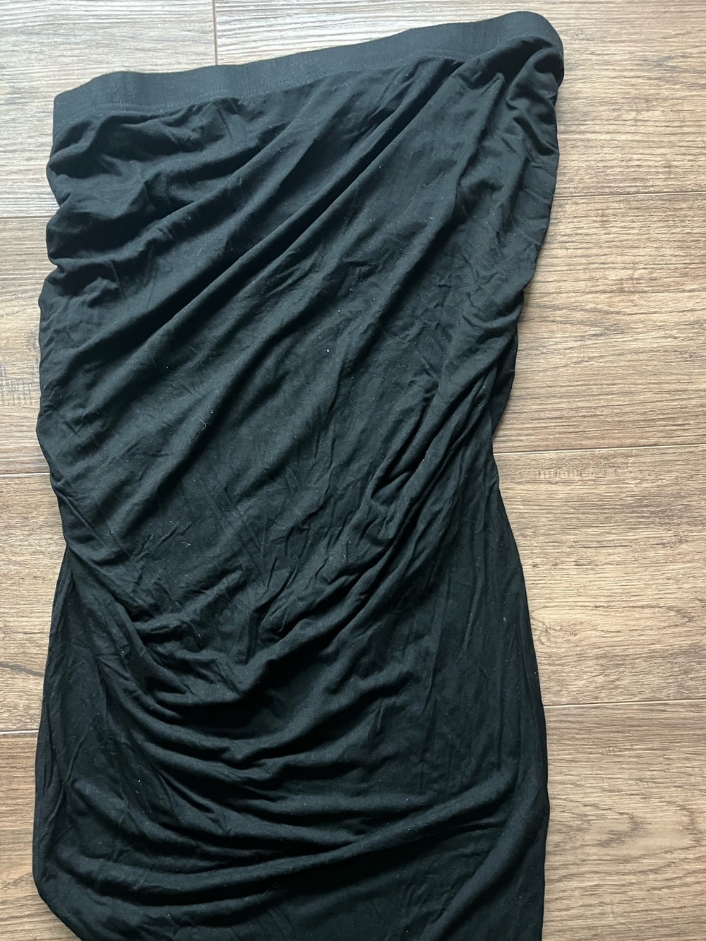 SHEIN Black Strapless Ruched Bodycon Dress